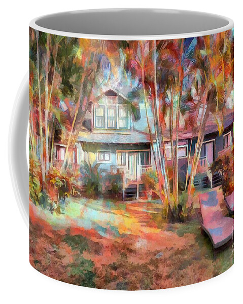 Waimea Plantation Cottage Coffee Mug featuring the mixed media Waimea Plantation Cottage by Eva Lechner