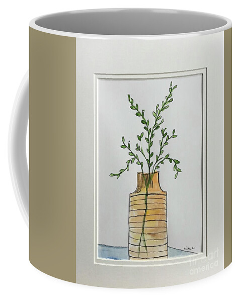 Watercolor And Ink Coffee Mug featuring the painting Waiting to Bloom by Theresa Honeycheck