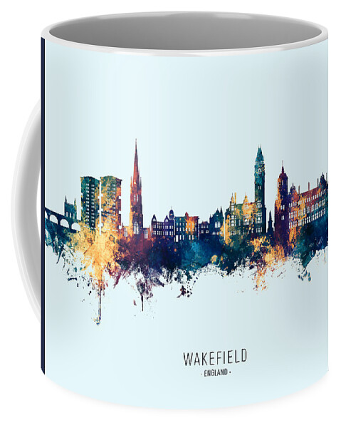 Wakefield Coffee Mug featuring the digital art Wakefield England Skyline #16 by Michael Tompsett