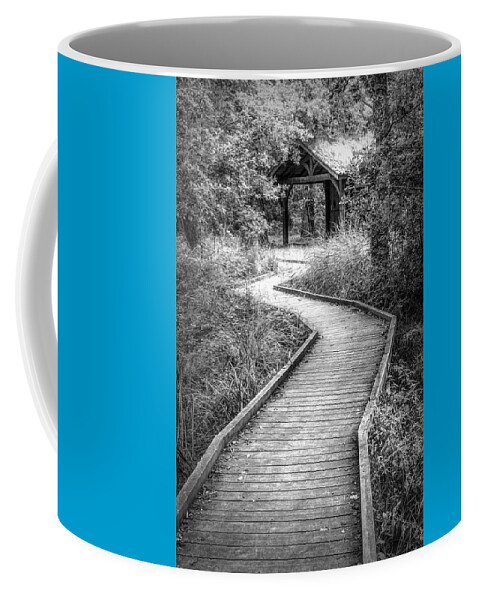 Barn Coffee Mug featuring the photograph Walk through the Forest Black and White by Debra and Dave Vanderlaan