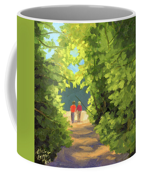 Landscape Coffee Mug featuring the painting Walk With Me by Alice Leggett