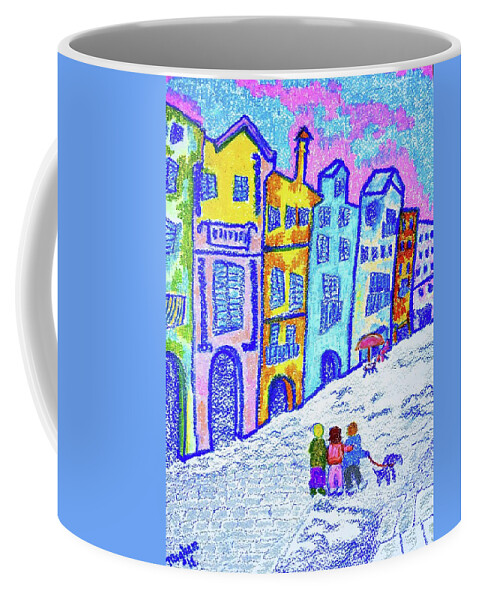 Landscape Coffee Mug featuring the pastel Walking in Italy by Meghan Gallagher