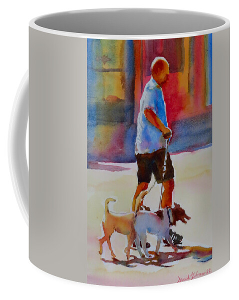 Summer Coffee Mug featuring the painting Walking Two Dogs-G.Berry #82 by David Gilmore