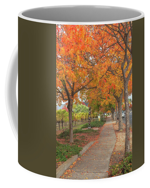 Chinese Pistache Coffee Mug featuring the photograph Walking Under The Red Trees by Jonathan Nguyen