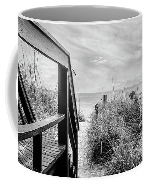 Clouds Coffee Mug featuring the photograph Walkway into Paradise Black and White by Debra and Dave Vanderlaan