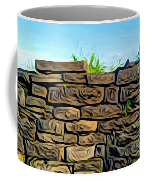 Wall Coffee Mug featuring the mixed media Wall by Ally White
