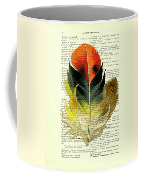 Feather Coffee Mug featuring the digital art Warm colored feather by Madame Memento