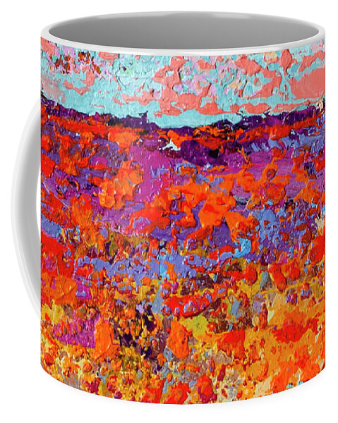 Summer Scene Coffee Mug featuring the painting Warm Day in a Bed of Blooms Painting by Patricia Awapara