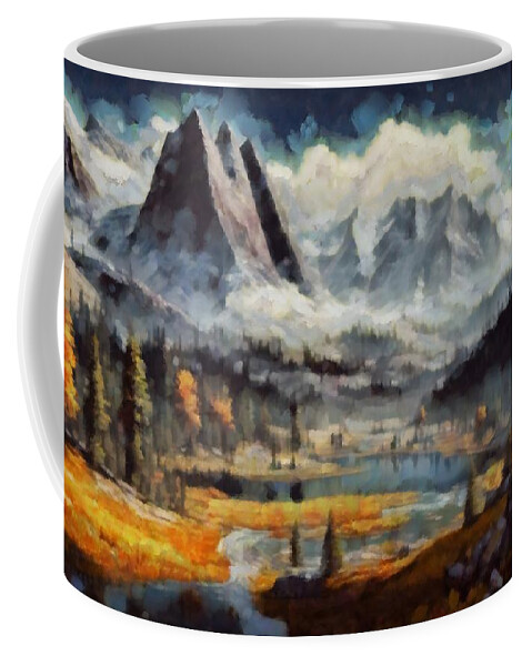 Warm Rocky Mountains Coffee Mug featuring the digital art Warm Rocky Mountains by Caito Junqueira
