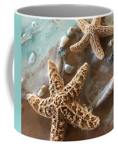 Starfish Coffee Mug featuring the painting Washed Ashore by Rachelle Stracke