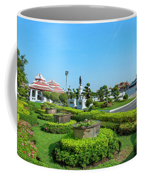 Scenic Coffee Mug featuring the photograph Wat Arun Gardens and Wat Phra Kaew DTHB2124 by Gerry Gantt