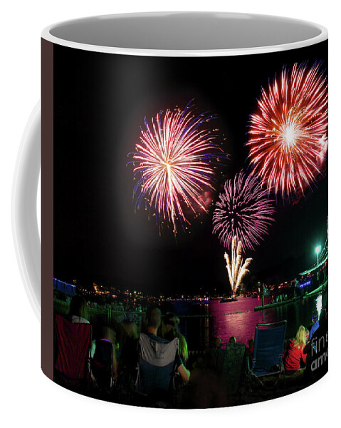 Fireworks Coffee Mug featuring the photograph Watching The Lake Hopatcong Fireworks by Mark Miller