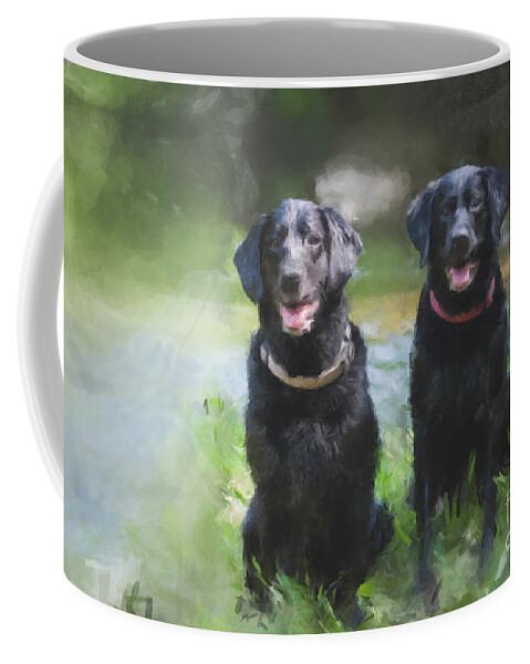  Coffee Mug featuring the painting Water Dogs by Gary Arnold