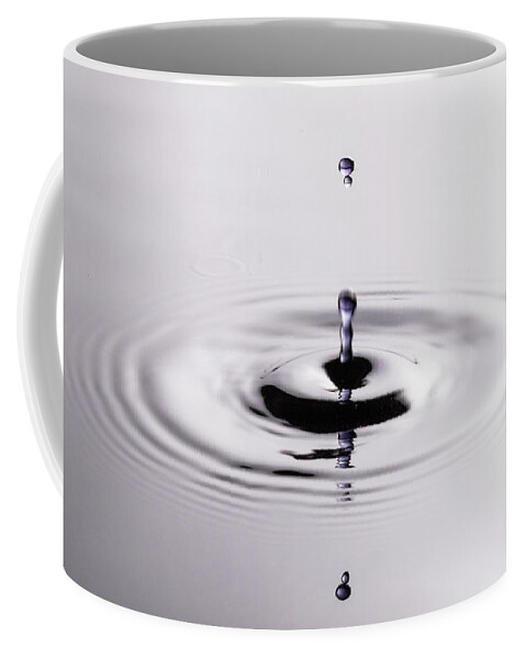 Close Up Coffee Mug featuring the photograph Water Drops Splash Down Purple by Amelia Pearn