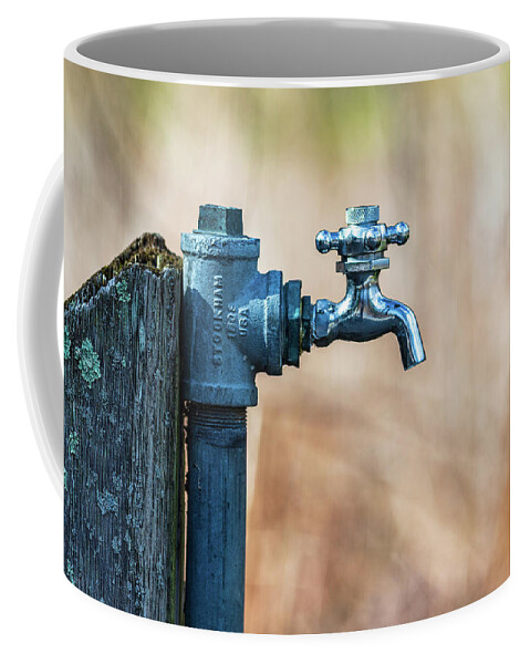 Water Fountain Coffee Mug featuring the photograph Autumn Water Spigot by Amelia Pearn