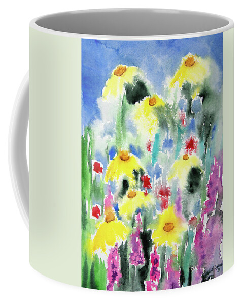 Summer Coffee Mug featuring the painting Watercolor - Colorful Summer Garden by Cascade Colors