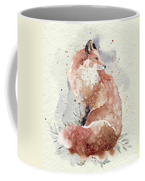 Fox Coffee Mug featuring the painting Watercolor Fox by Garden Of Delights