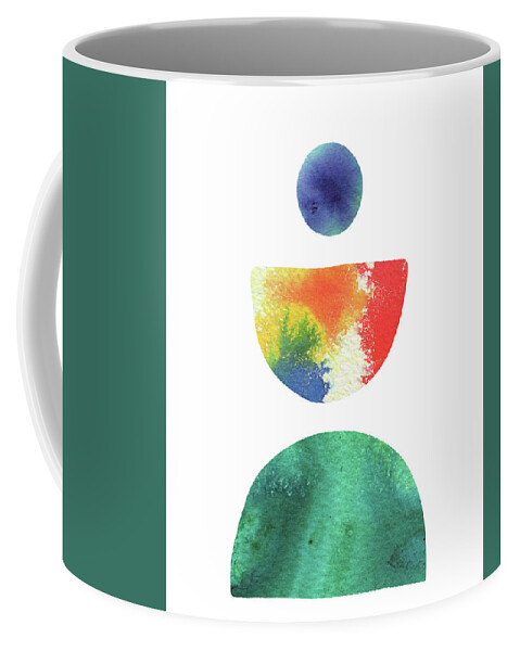 Boho Shapes Coffee Mug featuring the painting Watercolor Minimalism Boho Shapes And Silhouettes Multicolor Zen Rocks I by Irina Sztukowski