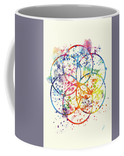 Watercolor Coffee Mug featuring the painting Watercolor - Sacred Geometry For Good Luck by Vart