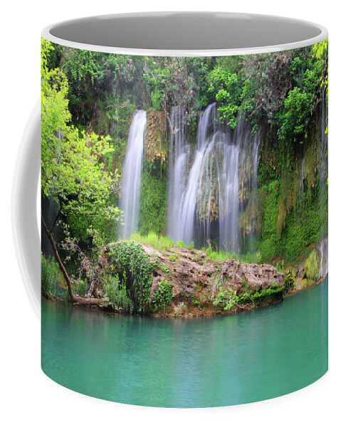 Waterfall Coffee Mug featuring the photograph Waterfall In Forest by Mikhail Kokhanchikov