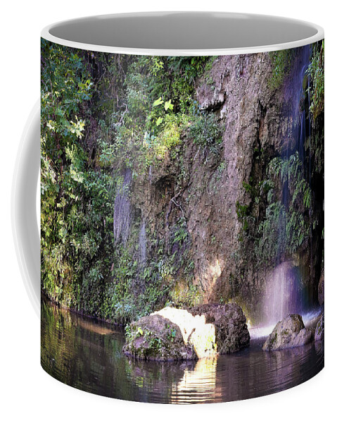 Waterfall Coffee Mug featuring the photograph Waterfall in the Heart of Texas by Cheri Freeman