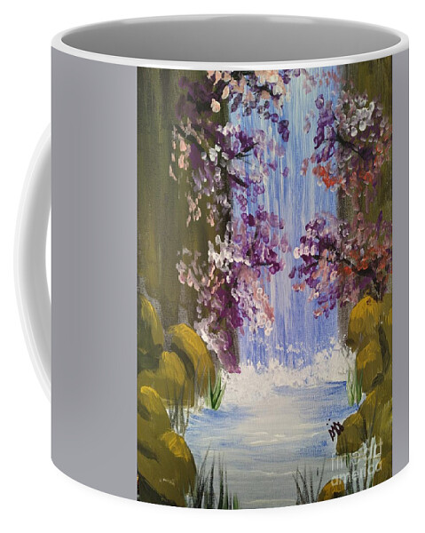 Waterfall Coffee Mug featuring the painting Waterfall by Saundra Johnson