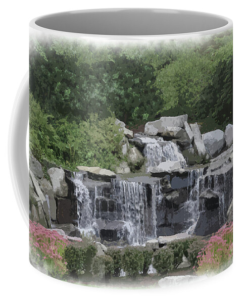 Waterfalls Coffee Mug featuring the digital art Waterfalls Within The Garden by Kirt Tisdale