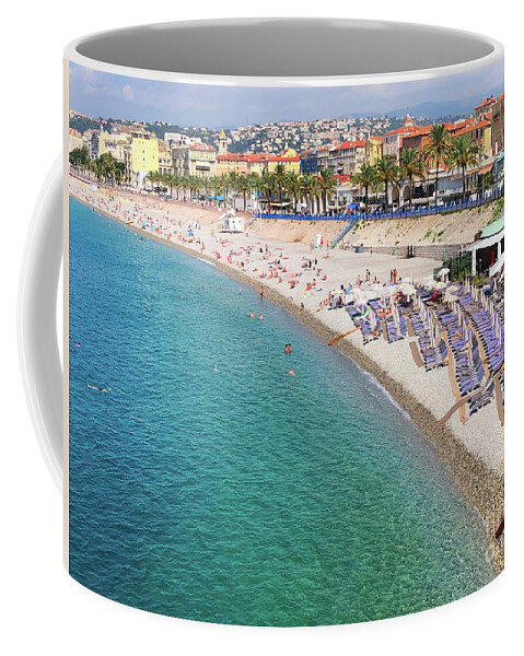 Nice Coffee Mug featuring the photograph waterscape of Nice, France by Anastasy Yarmolovich