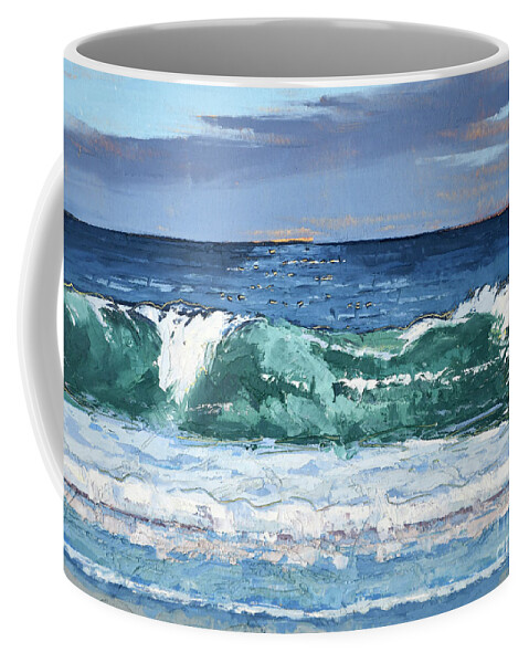 Wave Coffee Mug featuring the painting Wave Curl by PJ Kirk