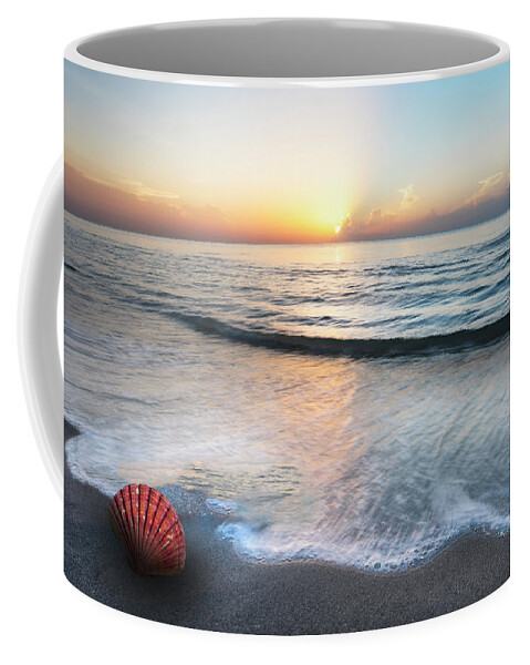 Clouds Coffee Mug featuring the photograph Waves and Shells by Debra and Dave Vanderlaan