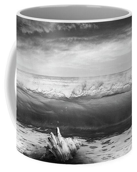 Clouds Coffee Mug featuring the photograph Waves and Shells III Black and White by Debra and Dave Vanderlaan