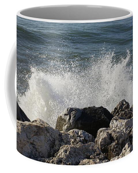 Torremolinos Spain Coffee Mug featuring the photograph Waves crashing against rocks Torremolinos 2019 by Pics By Tony