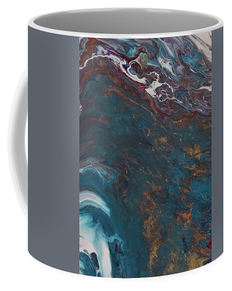 Blue Coffee Mug featuring the mixed media Waves of Gold by Aimee Bruno