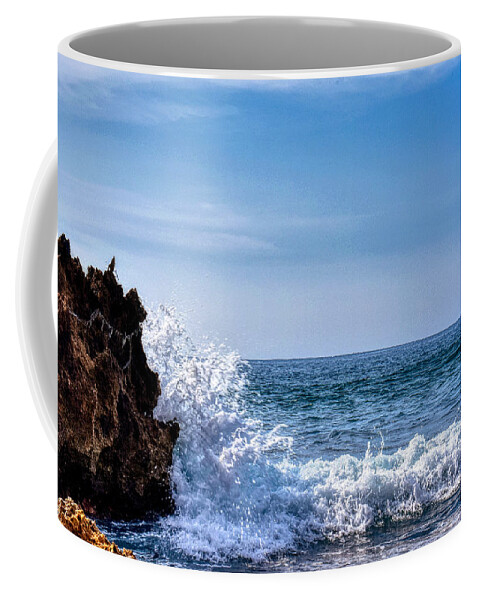 1600 Hours Coffee Mug featuring the photograph Waves on Rocks by Walter Rivera-Santos
