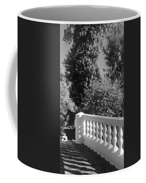 All Coffee Mug featuring the digital art Way to Backyard Black and White KN68 by Art Inspirity
