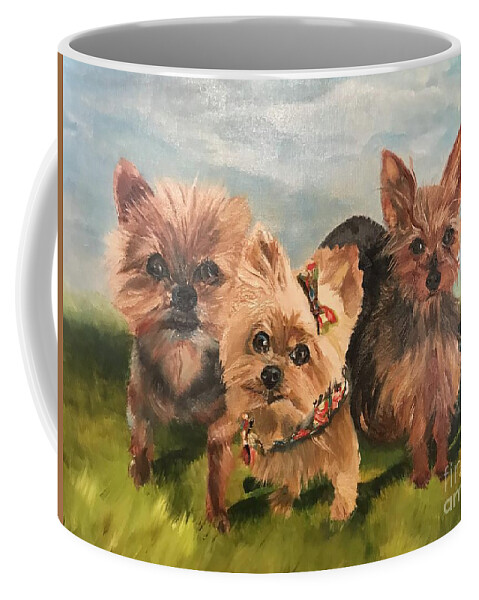  Coffee Mug featuring the painting We are Family- dogs by Jan Dappen
