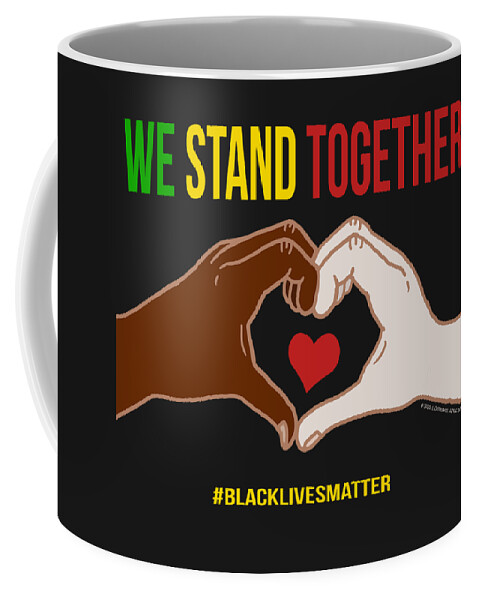We Stand Together Coffee Mug featuring the digital art We Stand Together Heart Hands by Laura Ostrowski