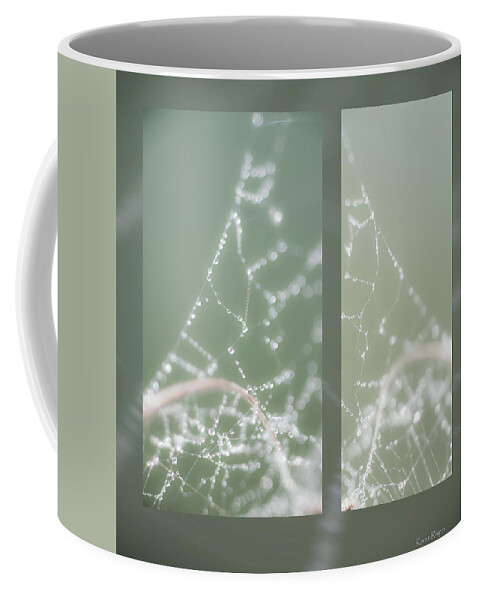 Web Coffee Mug featuring the photograph Web With Dew by Karen Rispin