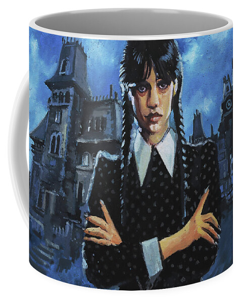 Addams Family Coffee Mug featuring the painting Wednesday Addams by Sv Bell