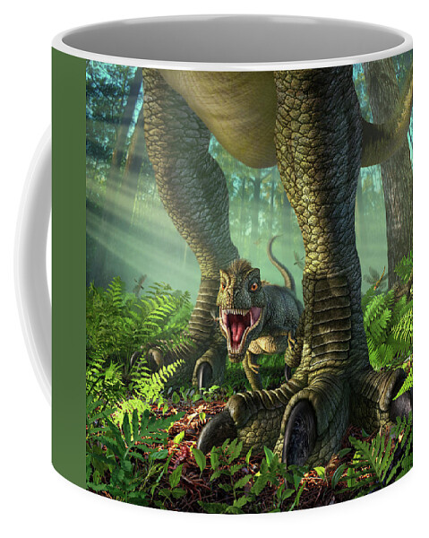 T-rex Coffee Mug featuring the digital art Wee Rex by Jerry LoFaro