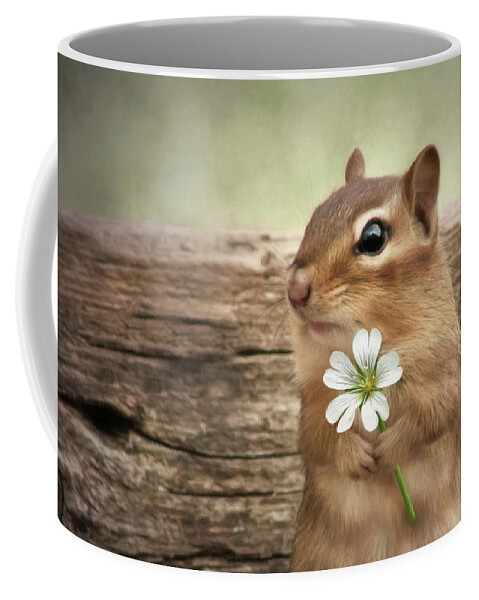 Chipmunk Coffee Mug featuring the mixed media Welcome Spring by Lori Deiter