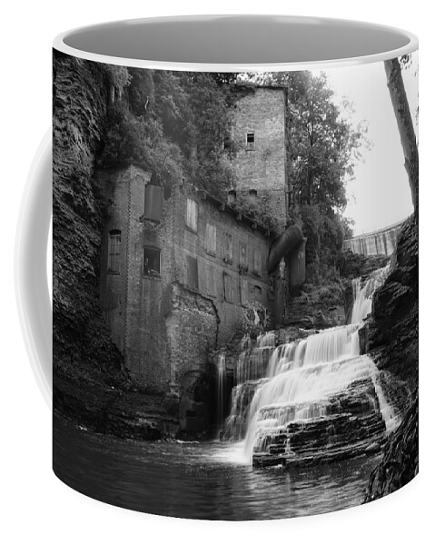 Wells Falls Coffee Mug featuring the photograph Wells Falls bw by Patricia Caron