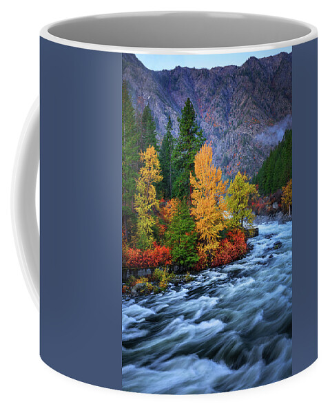 Leavenworth Coffee Mug featuring the photograph Wenatchee Autumn Flow by Dan Mihai