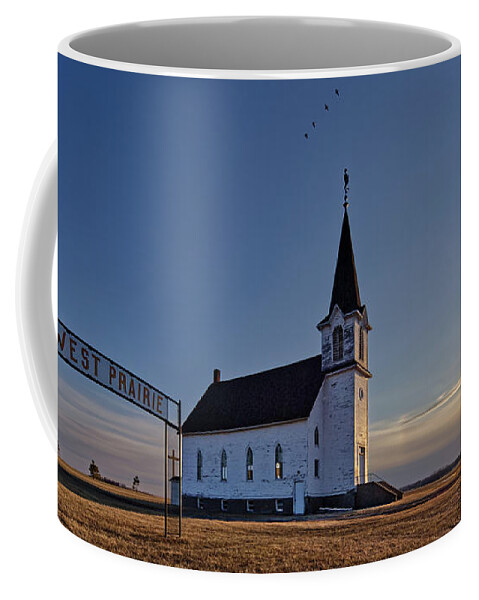 Abandoned Coffee Mug featuring the photograph West Prairie Lutheran Church near Binford ND by Peter Herman