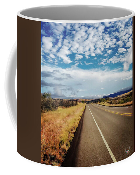 Oldwest Coffee Mug featuring the photograph West Texas BackRoad by Pam Rendall
