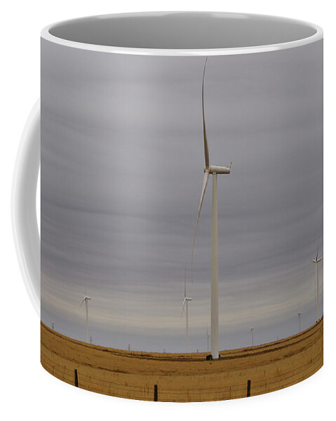 Windmill Coffee Mug featuring the photograph West Texas Wind Farm by Gaby Ethington
