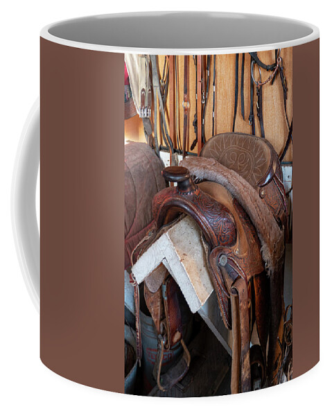 Western Coffee Mug featuring the photograph Western Saddle by Phil And Karen Rispin