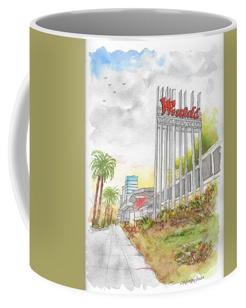 Westfield Mall Coffee Mug featuring the painting Westfield Mall, Century City, California by Carlos G Groppa