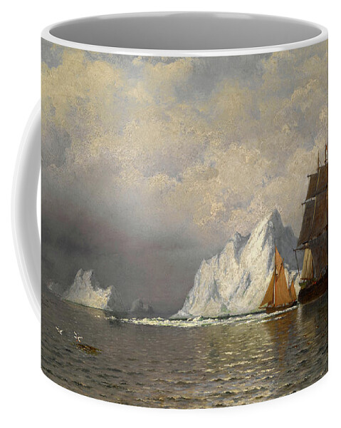 William Bradford Coffee Mug featuring the painting Whaler and Fishing Vessels near the Coast of Labrador, 1880 by William Bradford