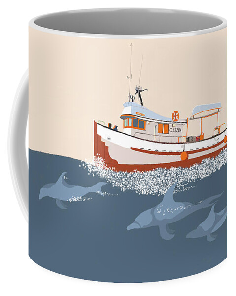 Whale Coffee Mug featuring the digital art Whales Above And Below by Gary Giacomelli
